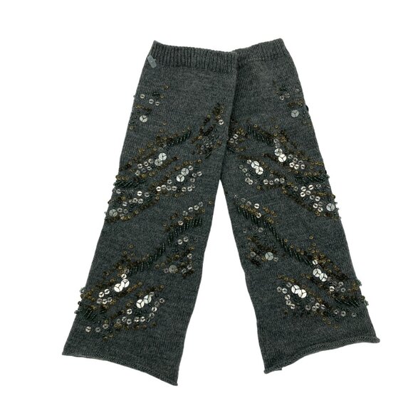 NWOT Eileen Fisher 100% Wool Beaded Hand Warmer Fingerless Gloves - Picture 1 of 6